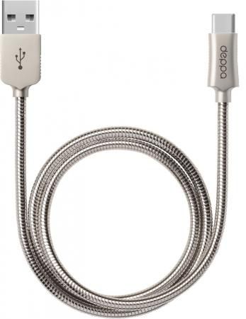 Кабель Deppa Steel USB - Type-C, алюминий, 1,2 м., стальной