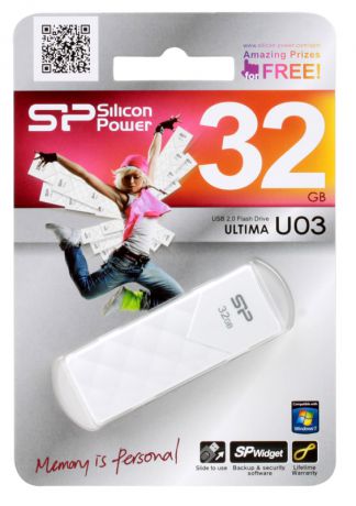 Внешний накопитель 32GB USB Drive USB 2.0 Silicon Power Ultima U3 White (SP032GBUF2U03V1W)