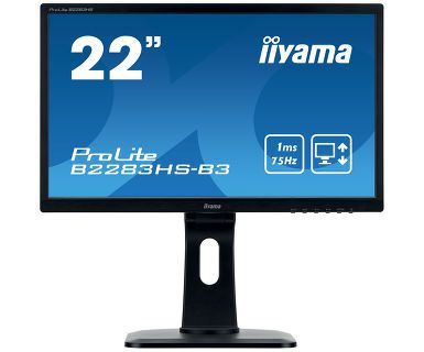 Монитор IiYama B2283HS-B3 21.5" Black 1920 x 1080/TN/75Hz/1ms, VGA (D-Sub), DP, HDMI