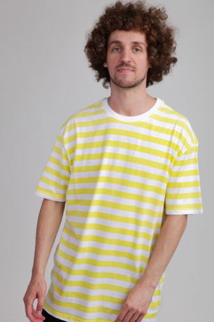 Футболка URBAN CLASSICS Oversized Yarn Dyed Bold Stripe Tee (Yellow/White, L)