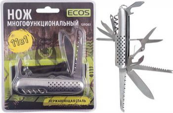 Нож многофункциональный Ecos SR061 11 в 1 серебристый 325111