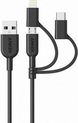Кабель ANKER Powerline II USB-A to 3 in 1 charging cable черный