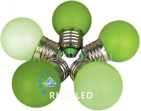 Лампа светодиодная RichLED RL-BL E27 220В 1Вт зеленый RL-BL-E27-G45-G