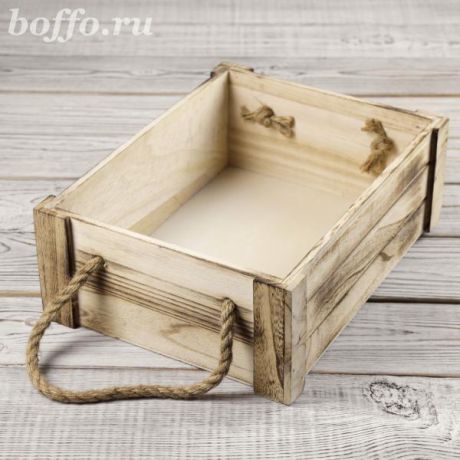 Ящик деревянный подарочный с ручками (антик, 35,5 х 26,5 х 12,5 см)