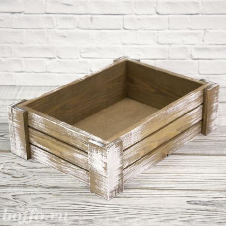 Ящик деревянный подарочный без крышки (антик, 33 х 24,5 х 10 см)