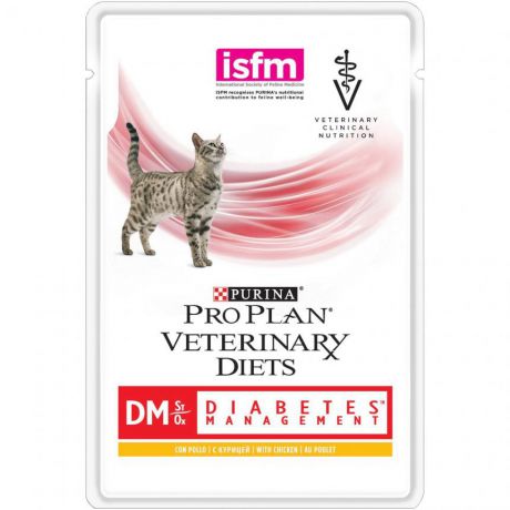 Консервированный корм Purina Pro Plan Veterinary Diets DM корм для кошек при диабете с курицей, пауч, 85 г 12381648