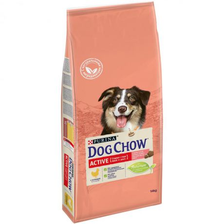 Сухой корм Purina Dog Chow для активных взрослых собак, курица, пакет, 14 кг 12364488