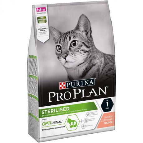Сухой корм Purina Pro Plan для стерилизованных кошек и кастрированных котов, лосось, пакет, 3 кг 12369079