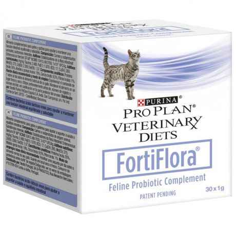 Пребиотическая добавка для кошек Purina Pro Plan Veterinary Diets FortiFlora для поддержания баланса микрофлоры и здоровья кишечника, 30 пакетиков по 1 г 12274698