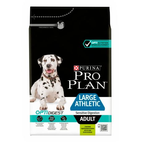 Сухой корм Purina Pro Plan для собак крупных пород с атлетическим телосложением с чувствительным пищеварением, ягнёнок, пакет, 3 кг 12294634