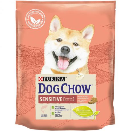 Сухой корм Purina Dog Chow Sensitive для взрослых собак с чувствительным пищеварением, лосось, пакет, 800 г 12365139