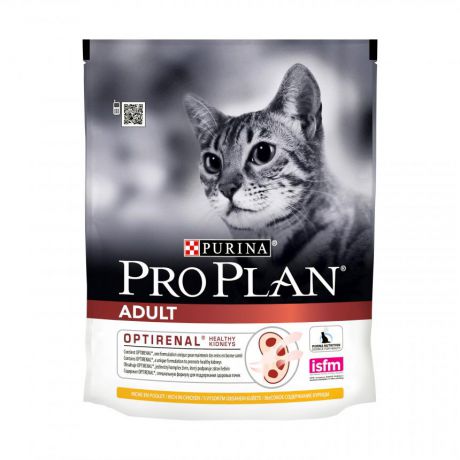 Сухой корм для взрослых кошек Purina Pro Plan Adult, курица, пакет, 400 г 12172034