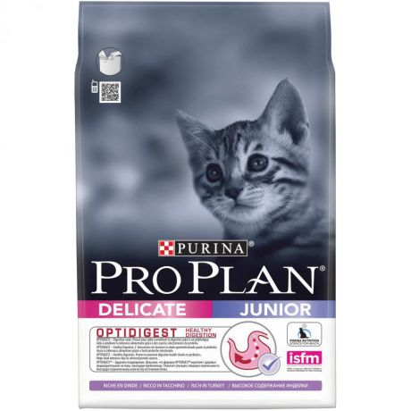 Сухой корм Purina Pro Plan Delicate Junior для котят с чувствительным пищеварением, индейка, пакет, 3 кг 12293285