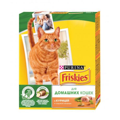 Сухой корм для домашних кошек Purina Friskies, курица и садовая зелень, 300 г 12274332