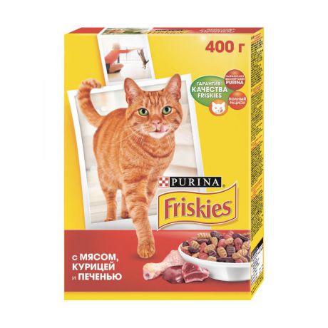Сухой корм для взрослых кошек Purina Friskies, мясо, курица, печень, 400 г 12152612