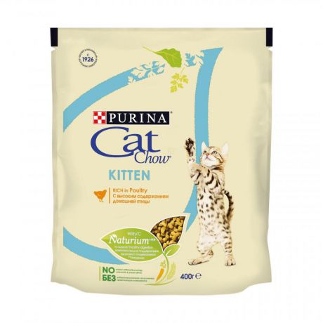 Сухой корм для котят Purina Cat Chow, домашняя птица, пакет, 400 г 12267386