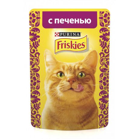 Влажный корм для кошек Friskies с печенью в подливе, пауч, 85 г 12369395