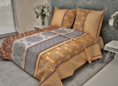 Комплект постельного белья Ricotio «Ажур». Цвет: оранжевый
