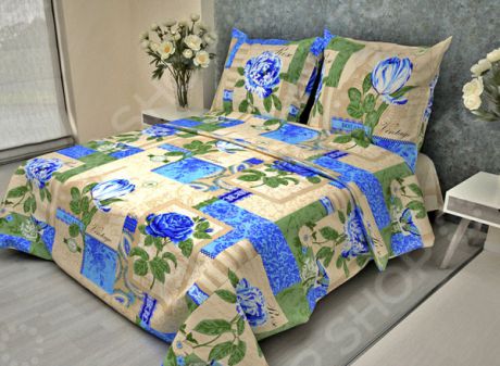 Комплект постельного белья Ricotio «Винтаж». Цвет: бежевый, голубой