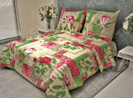 Комплект постельного белья Ricotio «Винтаж». Цвет: бежевый, розовый