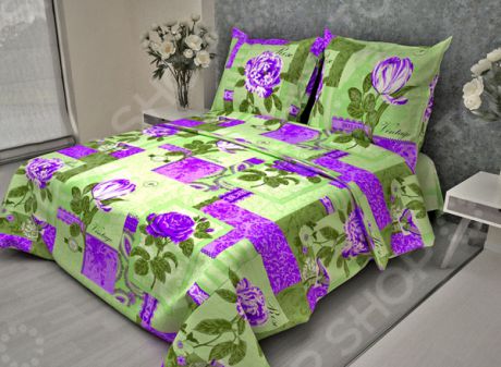 Комплект постельного белья Ricotio «Винтаж». Цвет: зеленый