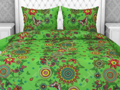 Комплект постельного белья Ricotio «Восточный орнамент». Цвет: зеленый