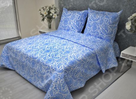 Комплект постельного белья Ricotio «Огурцы». Цвет: синий