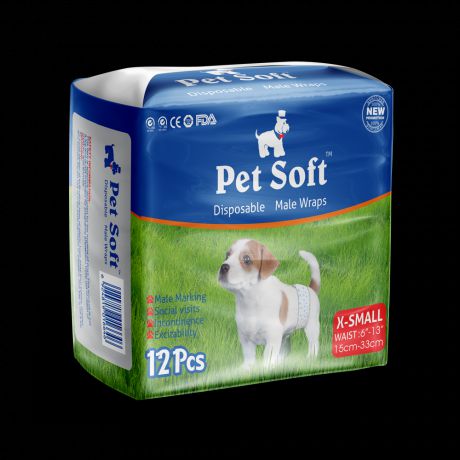 Пояса PET SOFT Male Diaper одноразовые впитывающие для кобелей размер XS, 12шт