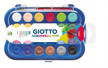 Набор сухой акварели в таблетках 24цвета Giotto Colour Blocks Mini O 23mm, с кистью 352600