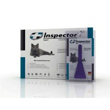 Капли для кошек INSPECTOR от 4-8кг, капли от внеш. и внутр. паразитов 1 пипетка