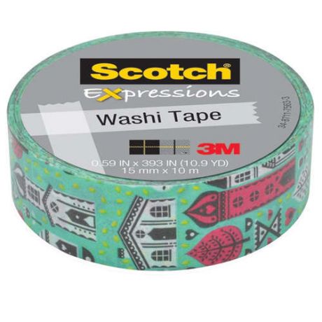 Клейкая лента Scotch/Скотч декоративная Washi город 15мм*10м