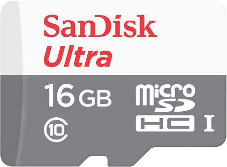 Карта памяти MicroSDHC SanDisk Ultra 16GB Class 10 с адаптером White-Grey