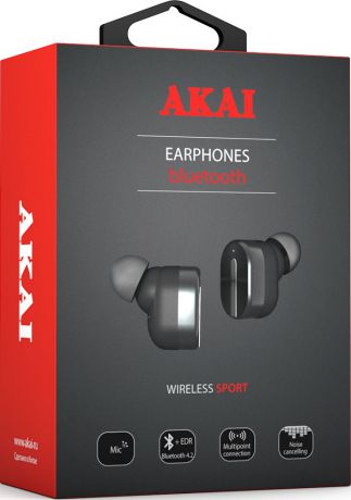 Беспроводные наушники с микрофоном Akai TWS HD-221 Black