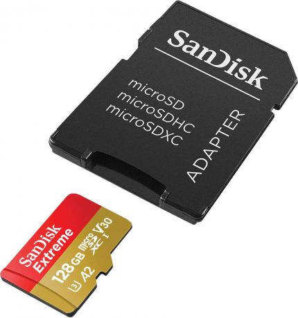 Карта памяти MicroSDXC SanDisk 128GB Class10 c адаптером V30 UHS-I U4 black (SDSQXA1-128G-GN6MA)
