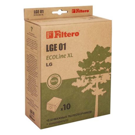 Пылесборники FILTERO LGE 01 ECOLINE XL, бумажные, 10 шт., подходит для CAMERON, CLATRONIC, EVGO, LG, POLAR, SCARLETT