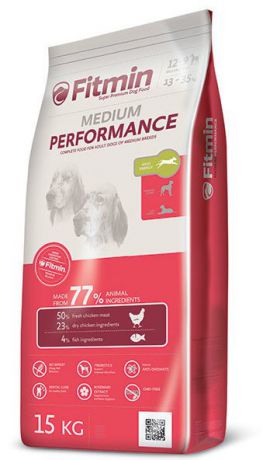 Сухой корм Fitmin Dog Medium Performance для взрослых собак средних пород при повышенных нагрузках (15 кг, Курица с рыбой)