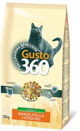 Сухой корм Gusto 360 для кошек (20 кг, Говядина с курицей)