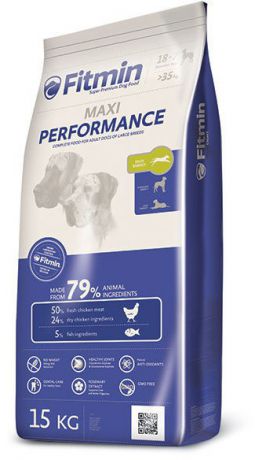 Сухой корм Fitmin Dog Maxi Performance для собак крупных пород при повышенных нагрузках (15 кг, Курица с рыбой)