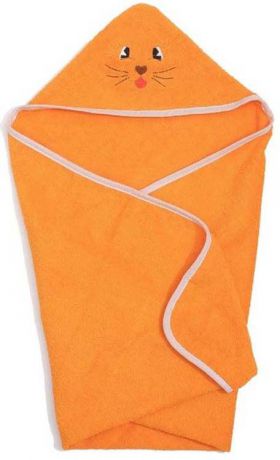 Полотенце с капюшоном детское Guten Morgen Киска, ПМКа-60-120-Кис, оранжевый, 60 x 120 см