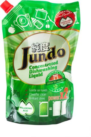 Эко гель для мытья посуды и детских принадлежностей Jundo Green Tea with Mint, с гиалуроновой кислотой, концентрированный, 800 мл
