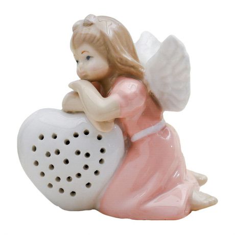 Фигурка декоративная "Ангел-девочка в розовом платье рядом с сердцем", 8 х 6 х 8 см