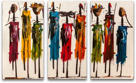 Картина модульная Картиномания "Кенийские фигуры", 90 х 57 см, Дерево, Холст