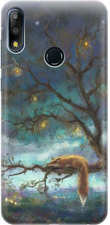 Чехол для сотового телефона GOSSO CASES для ASUS ZenFone Max Pro M2 (ZB631KL) с принтом "Лиса на дереве", темно-синий