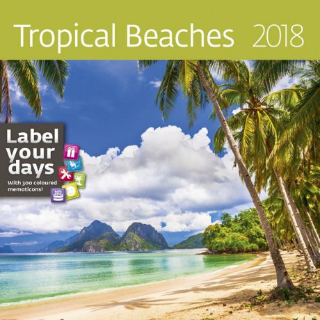 Календарь 2018 (на спирали). Tropical Beaches (+ наклейки)