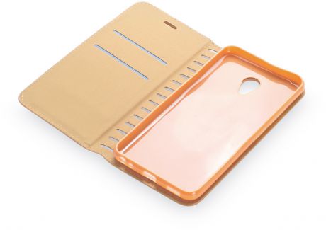 Чехол для сотового телефона Gurdini Premium case книжка с силиконом на магните gold для Meizu M5, золотой