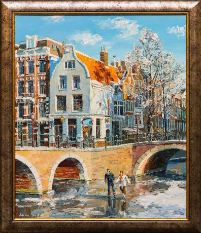 Картина маслом "Зимний Амстердам" Артемис
