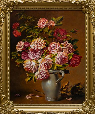 Картина маслом "Розы в вазе" Якущенко
