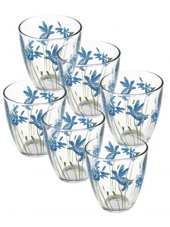 Набор стаканов низких "Цветы" 6шт, 285мл