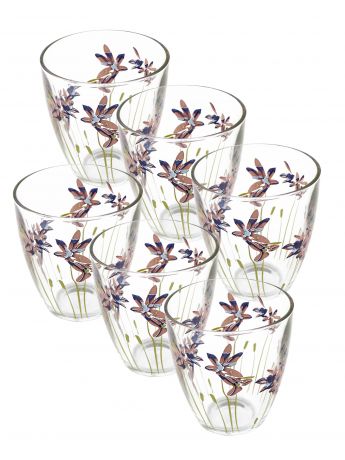 Набор стаканов низких "Цветы" 6шт, 285мл
