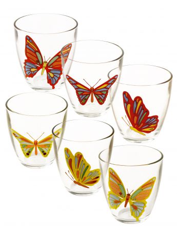 Набор стаканов низких "Бабочки" 6шт, 285мл
